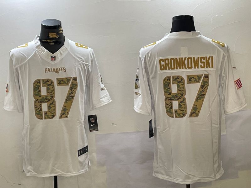 Men New England Patriots #87 Gronkowski White 2024 Nike Olive Salute To Service Limited NFL Jersey style 1->chicago bears->NFL Jersey